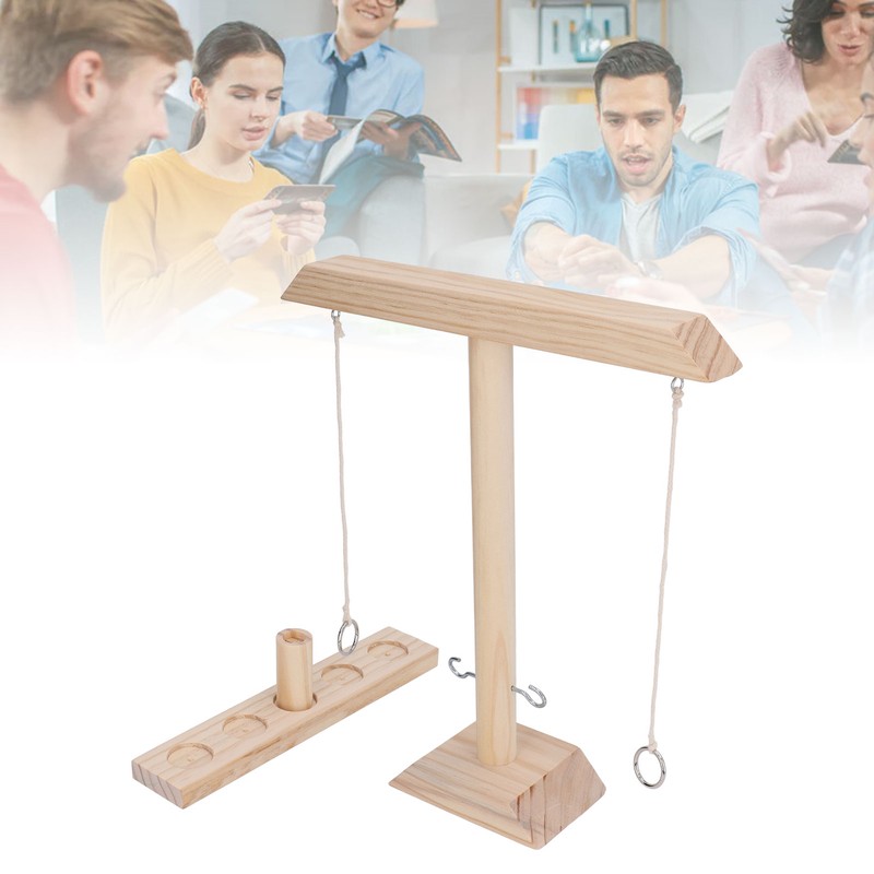 Hook and Ring Game Beautiful Wooden Interactive Desktop Toss Game