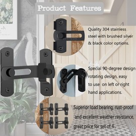 ZEECER 4 Packungen 90-Grad-Klappschloss, schützt die Privatsphäre, Türriegel für Scheune, Schiebetür, antikes Schloss, Torriegel, Weinschrank, Schranktürriegel