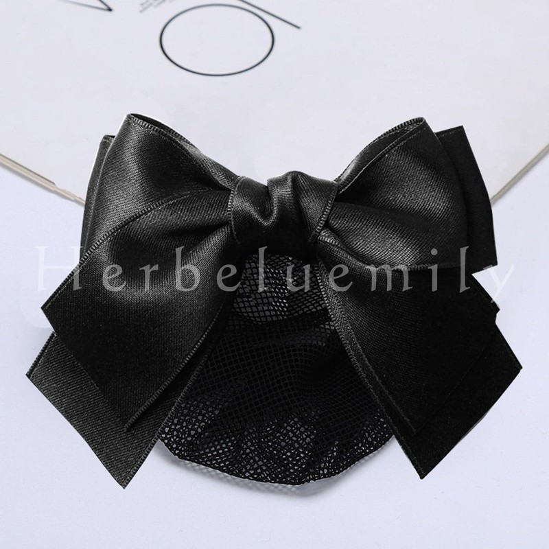 Herbeluemily Chignon Net, Ribbon, Hair Net, Bun Cover, Fine Mesh