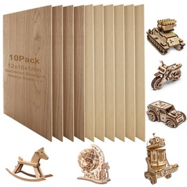 6Pcs 16 x 12 x 1/8 Inch Basswood Sheets + 4Pcs Walnut Plywood Sheets Unfinished Plywood Sheet for Arts and Crafts, Painting, Pyrography, Wood Burning, Laser, Architectural Models(10 Pack)