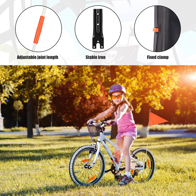 3pcs Bike Flag, Adjustable Bicycle Flag with Pole Black Spider