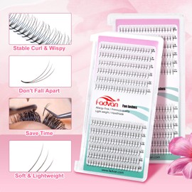 FADVAN 240PCS Premade Fans Eyelash Extensions 3D Lash Extensions Premade Fans 0.07 Thickness Pre Fanned Volume Lash Extensions C D Curl (3D-0.07-C, Mix 8-14mm)