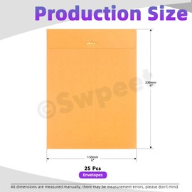 Swpeet 6" x 9" Clasp Mailing Envelopes, Heavy-Duty Brown, Clasp Closure & Gummed Seal. All-Purpose 28lb Paper, 25 Per Pack for Home, Office, Business and School