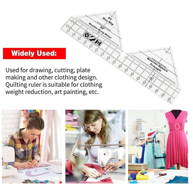 WBTY 45/60/90 Degree Double Strip Ruler, Double Strip Quilting Ruler,