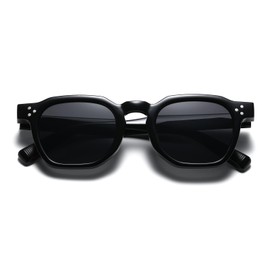 Gleyemor Fashion Square Sunglasses for Men Women Trendy Retro Sunglasses UV400 Protection Shades (Black Frame/Grey Lens)