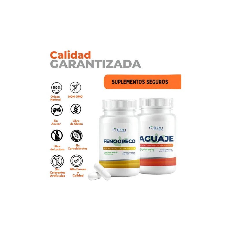 Naíma Suplemento Aguaje Fenogreco Cápsulas Vegano Sin Gluten Pack 2