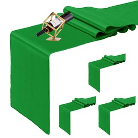 4 Pack Satin Table Runner 12 x 108 Inch Long Emerald Smooth Silk Fabric Table Runner for Birthday Parties Wedding Banquets Decorations.