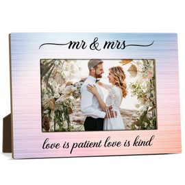 RWSEFK Mr & Mrs Picture Frame, 4x6 Wood Photo Frame, Wedding Gifts for Newlyweds Couples Bride and Groom, Picture Photo Frames for Desk Decor, Couple Gifts -45