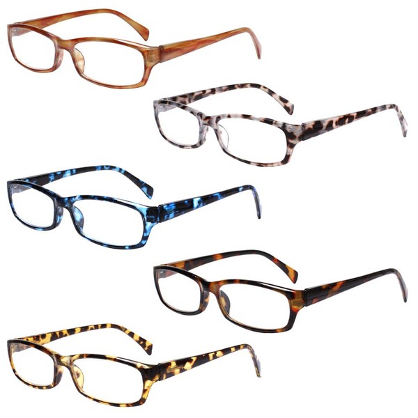 5-Pack Reading Glasses Blue Light Blocking Anti Eyestrain Computer Reading