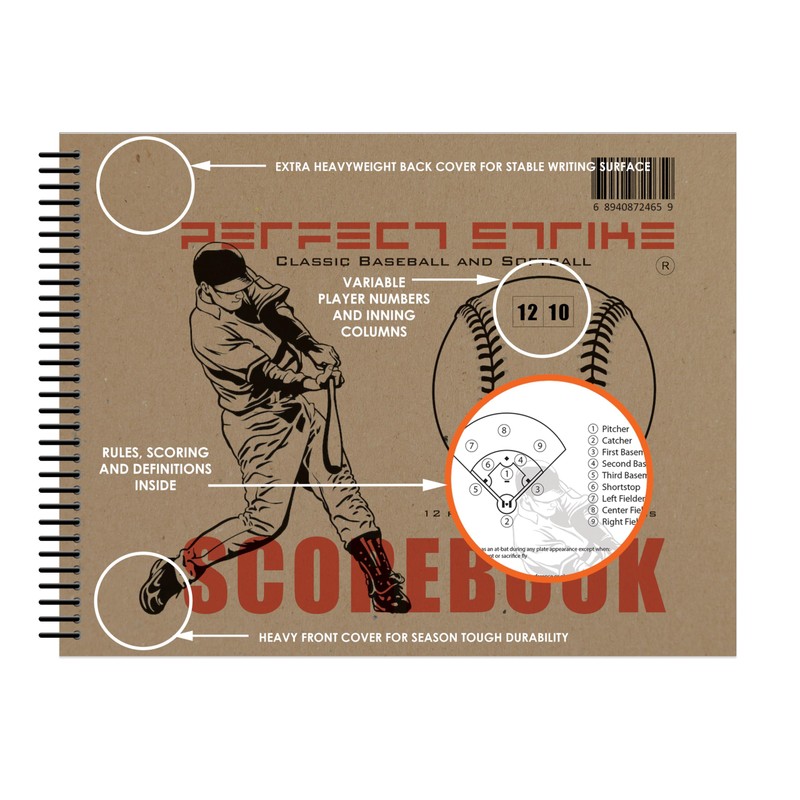 Perfect Strike Baseball Scorebook with Rules and Scoring Instructions. Heavy