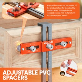 AUXTUR Cabinet Hardware Jig with Deep Hole Pencil, Adjustable Cabinet Handle Template Tool with Alignment Hole, Punch Locator Drill Guide for Knobs,Handles and Pulls, Drawer Cabinet Installation
