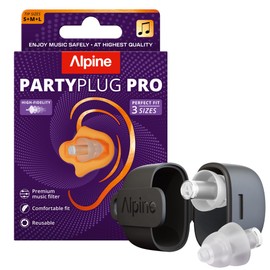 Alpine PartyPlug Pro Ear Plugs for Concerts, High Fidelity Professional Earplugs, 21dB Noise Reduction, Premium Hearing Protection for Music Festivals, Raves & Events, Incl. 3 Tip Sizes, Transparent