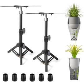 AZEAM 2 Pcs Adjustable Plant Risers for Inside Pots, 10-15" Rise Upgraded Planter Inserts, Metal Plant Lifters Fillers for Tall Square Round Taper Flower Pots Indoor Outdoor (4-12" Top& 6-9" Base)