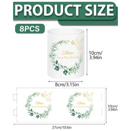 CULEB 8 x Tea Lights Table Decoration, Beautiful That You Are Here, Light Cover in Eucalyptus Decoration, Tea Lights, Christening, Communion Table Decoration, for Birth, Wedding, Christening, Baby