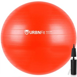 URBNFit Exercise Ball (Multiple Sizes) for Fitness, Stability, Balance and Yoga Ball. Workout Guide and Quick Pump Included. Anti Burst Design