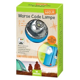moses. Expedition Nature Morse Code Lamp, Children's Torch with Morse ABC & Quiz, Outdoor Lamp with 3 Colour Modes, Ideal for Trips, Hiking, Fishing, Camping and Emergencies, 9840, Blue