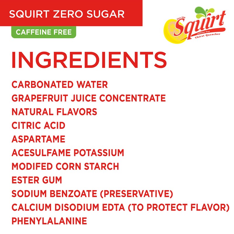 Squirt Zero Sugar Grapefruit Soda, 12 fl oz cans, 12