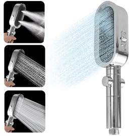 Duschkopf Wassersparender, Duschkopf mit Schlauch, Handbrause Dusche mit Filter, Strahlarten, Duschbrause mit Druckerhöhend, Stoppfunktion und Einstellbare Wassermenge