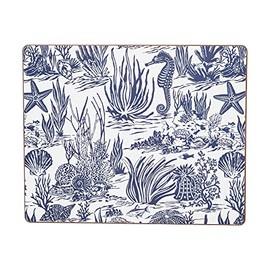 C&F Home Reef Shores Placemat Single Rectangle Blue & White Seaside Pattern Coastal Nautical Blue Easy to Wipe Clean Blue