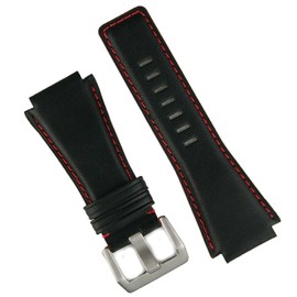 B & R Bands Black/Red Horween Leather Bell and Ross BR01/ BR03 Replacement Watch Band Strap