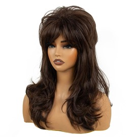R REEWES FASHION 50s Beehive Wigs for Women Brown Bouffant Big Synthetic Hair Wig for 60s 80s Married Housewife Vintage Costume Cosplay Party