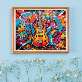VNUIEHG Graffiti Violin Paint by Numbers for Adults Beginner Colorful Abstract Background Oil Painting Kit on Canvas with Brushes Acrylic Pigment Arts Home Decor 16x20In (Frameless)