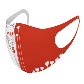 [スマコレ] デザイン マスク ２枚セット ポリエステル 洗える 布マスク 男女兼用 005153 ラブリー ハート 赤 白