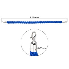 PATIKIL Barrier Rope, 1.2 m / 3.9 ft Barrier Rope Twisted Post Ropes, Blue Silver