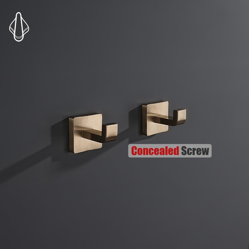 JQK Bathroom Towel Hook Champagne Bronze, Coat Robe Clothes Hook