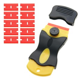 Ex-Pro Ceramic Hob Scraper with 10 x Plastic Blades, Safe to Glass, Removes Labels Stickers & Decals, for Oven Window Windshields Shower Door
