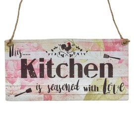 Second Ave Kitchen Seasoned With Love Wooden Hanging Rectangle Home Kitchen Family Sign Plaque