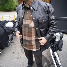 Milwaukee Leather Men's Premium Leather Casual Biker Rider Shirt w/Vintage 5 Cent Buffalo Buttons - 3X-Large