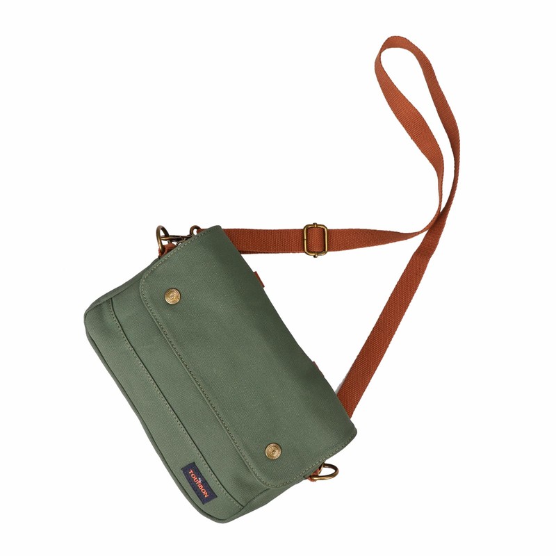 Tourbn TOURBON Waterproof Canvas Bicycle Pannier Bag Handlebar Bag Green