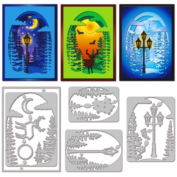 GLOBLELAND Forest Birds and Deer Cutting Dies for Card Making