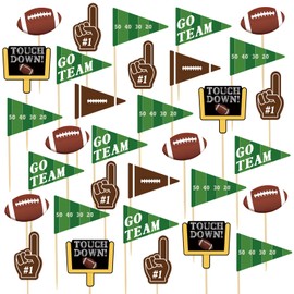 96 Pcs Football Cupcake Toppers, Football Themed Party Favors, Footballs Decorations for SuperBowl Birthday Tailgate Party Supplies
