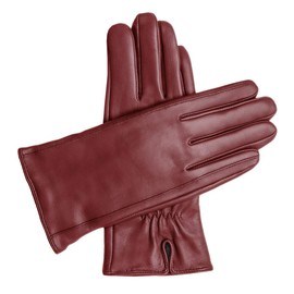 Downholme Vegan Leather Gloves for Women (Burgundy, XL)