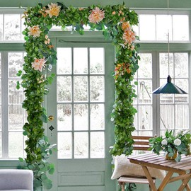 EUBEISAQI 12 Pack Fake Ivy Leaves Artificial Ivy Garland Hanging Greenery Garlands Plant Vine Fake Leaves for Wedding Wall Green Decorative Flowers