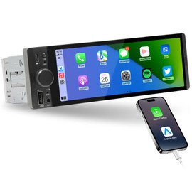 AKAMATE Single Din CarPlay Stereo: Android Auto Touchscreen Car Radio for Classic Vehicles - 6.5 Inch IPS Display GPS Navigation Voice Control Bluetooth AM FM Type-C Charge USB AUX