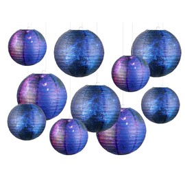 Hitopin Pack of 10 Planetary Lanterns Decoration, Paper Lanterns, Planets, Children's Solar System Planet Lantern, Hanging Planets Paper Lantern, Space Theme Children's Birthday Party Decoration (30 x