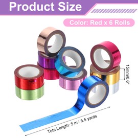 sourcing map 6 Rolls Foil Washi Tape 5.5 Yards x 0.6" Solid Foil Decorative Tape Metallic Color Masking Tape for Arts & Crafts Labeling DIY Scrapbooking Planner Gift Wrapping, Beige