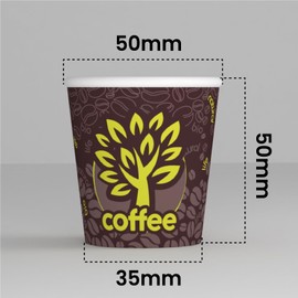 100 Paper Coffee Cups 65ml Brown Forest Eco Friendly Biodegradable Disposable Small Takeaway Hot Drinks