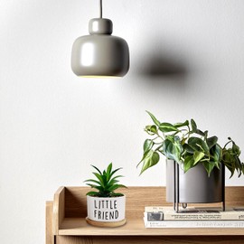 Msyueos Say Aloe to My Little Friend, Funny Ceramic Succulent Planter Pots with Bamboo Tray Set of 2, for Office Home Windowsill Gift (Not Including Succulents)