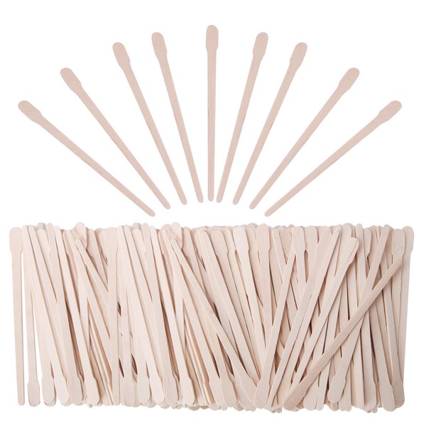 Senkary 600 Pieces Small Waxing Sticks Wooden Wax Sticks Wax Applicator Sticks Wood Wax Spatulas for Hair Eyebrow Nose Removal (with Handle)