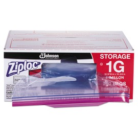 Ziploc 682257 Double Zipper Bags, Plastic, 1gal, 1.75mil, Clear w/Write-On Panel, 250/Box