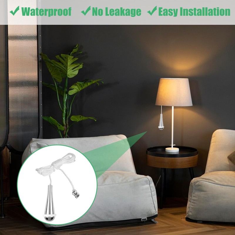 Azushwer 2 Pcs Bathroom Pull Cord Handle Teardrop Chrome Pull