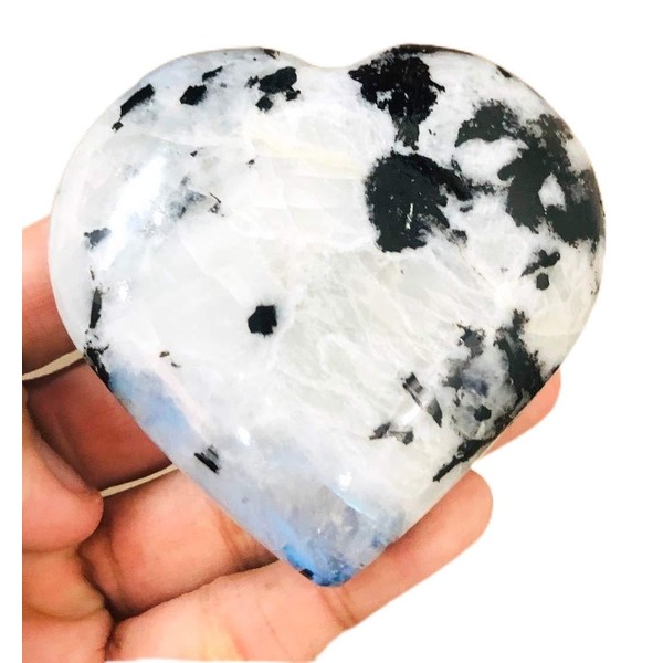 crystalmiracle Natural Rainbow Moonstone 62mm Heart Quartz Healing Gemstone Handmade Wellness Love Energy Aura