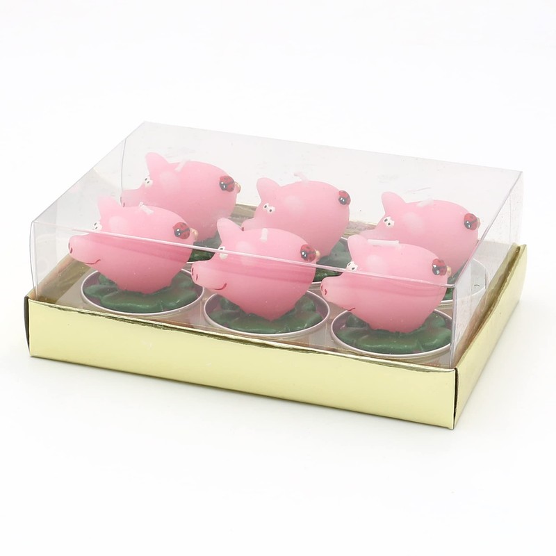 Dekohelden24 W-10016471 Lucky Pigs Tea Light Set of 6 Dimensions
