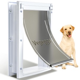 Pet Door for Wall, Interior and Exterior Large Dog Doors, PC Frame and Telescoping Tunnel Doggy and Cat Doors, Doggie Door with Double Magnetic Flaps and Sliding Lock Panels (Pets Up to 15 Lb) S