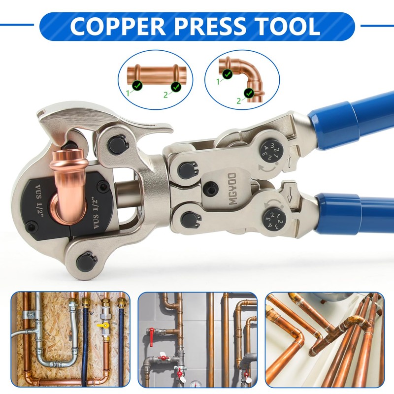 MGYOO Copper Propress Tool with 1/2" 3/4" 1" Jaw -