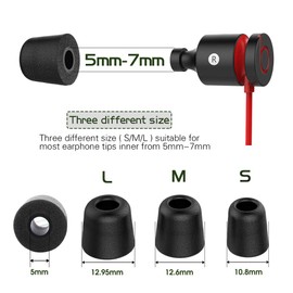 Super Soft Comfortable Foam Earphone Tips Replacement Earbud Tips Premium Memory Foam Earbuds Sound Blocking Noise Cancelling Earbud Tips for 5mm-7mm Earphone Nozzles (Black, 6 Pairs, S/M/L)